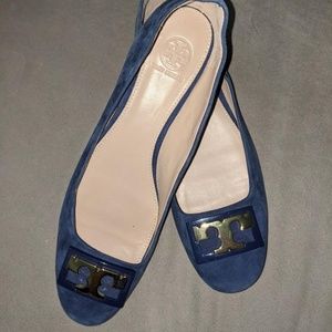Tory Burch Navy Blue Suede round toe shoe